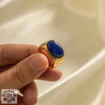 18K Gold Agate Stone Versatile Ring - QH Clothing