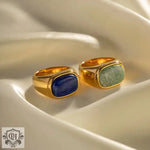 18K Gold Agate Stone Versatile Ring - QH Clothing