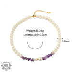 18K Gold Amethyst and Pearl Necklace - QH Clothing