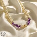 18K Gold Amethyst and Pearl Necklace - QH Clothing