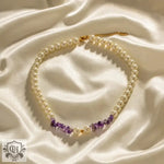 18K Gold Amethyst and Pearl Necklace - QH Clothing