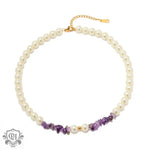 18K Gold Amethyst and Pearl Necklace - QH Clothing