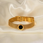 18K Gold and Black Stone Bracelet - QH Clothing