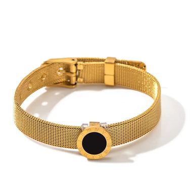 18K Gold and Black Stone Bracelet - QH Clothing