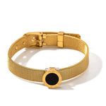 18K Gold and Black Stone Bracelet - QH Clothing