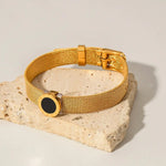 18K Gold and Black Stone Bracelet - QH Clothing