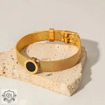 18K Gold and Black Stone Bracelet - QH Clothing