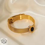 18K Gold and Black Stone Bracelet - QH Clothing