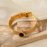 18K Gold and Black Stone Bracelet - QH Clothing