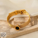 18K Gold and Black Stone Bracelet - QH Clothing