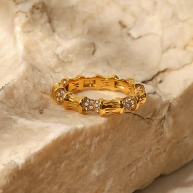 18K Gold Bamboo Band Ring - QH Clothing