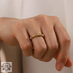 18K Gold Bamboo Band Ring featuring a gold ring with diamond accents