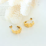 18K gold noble and atmospheric C-shaped earrings with bamboo design - QH Clothing