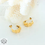 18K gold noble and atmospheric C-shaped earrings with bamboo design - QH Clothing