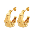 18K gold noble and atmospheric C-shaped earrings with bamboo design - QH Clothing