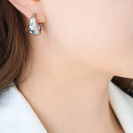 18K gold noble and atmospheric C-shaped earrings with bamboo design - QH Clothing