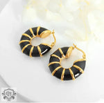 18K Gold Bamboo Textured Versatile Earrings - QH Clothing