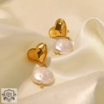 18K Gold Baroque Pearl Pendant Earrings - QH Clothing