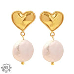 18K Gold Baroque Pearl Pendant Earrings - QH Clothing