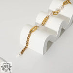 18K Gold Baroque Rectangular Chain Spacer Pearl Bracelet - QH Clothing