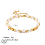 18K Gold Bead & Pearl Bracelet - QH Clothing