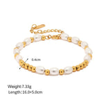 18K Gold Bead & Pearl Bracelet - QH Clothing