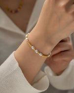 18K Gold Bead & Pearl Bracelet - QH Clothing