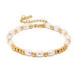 18K Gold Bead & Pearl Bracelet - QH Clothing