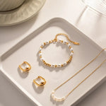 18K Gold Bead & Pearl Bracelet - QH Clothing