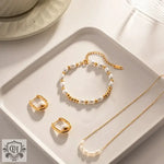 18K Gold Bead & Pearl Bracelet - QH Clothing