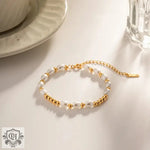 18K Gold Bead & Pearl Bracelet - QH Clothing