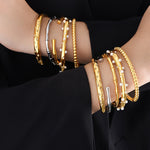 18K gold trendy fashionable round bead/star/bamboo shape/irregular design bracelet - QH Clothing