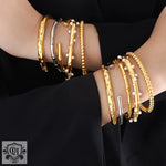 18K gold trendy fashionable round bead/star/bamboo shape/irregular design bracelet - QH Clothing