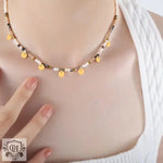 18K Gold Beaded and Disc Necklace - QH Clothing