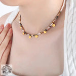 18K Gold Beaded and Disc Necklace - QH Clothing