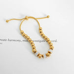 18K Gold Beaded Bracelet with Ring-Set Diamond Design - QH Clothing