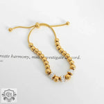 18K Gold Beaded Bracelet with Ring-Set Diamond Design - QH Clothing