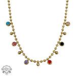 18K Gold Beaded Chain Gemstone Necklace - QH Clothing