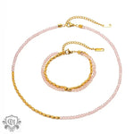 18K Gold Beaded Necklace & Bracelet - QH Clothing