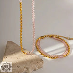 18K Gold Beaded Necklace & Bracelet - QH Clothing