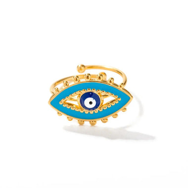 18K Gold Blue Devil Eye Versatile Ring - QH Clothing