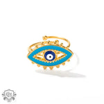 18K Gold Blue Devil Eye Versatile Ring - QH Clothing