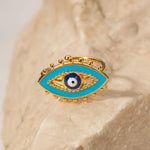 18K Gold Blue Devil Eye Versatile Ring - QH Clothing