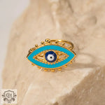 18K Gold Blue Devil Eye Versatile Ring - QH Clothing