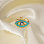 18K Gold Blue Devil Eye Versatile Ring - QH Clothing