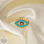 18K Gold Blue Devil Eye Versatile Ring - QH Clothing