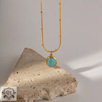 18K Gold Blue Inlaid Zircon Necklace - QH Clothing