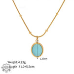 18K Gold Blue Inlaid Zircon Necklace - QH Clothing