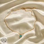 18K Gold Blue Inlaid Zircon Necklace - QH Clothing