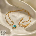 18K Gold Blue Inlaid Zircon Necklace - QH Clothing